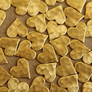 16 pc. Raw Brass Hammered Heart: 8mm by 8mm made in USA Also available in 80 piece RB-008 image 1