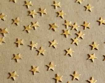 16 pc. Raw Brass Hammered Stars: 7mm by 7mm - made in USA | RB-1049