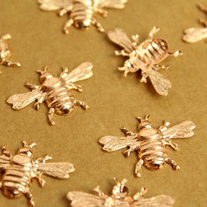 2 pc. Medium Rose Gold Plated Brass Queen Bees: 26mm by 16mm made in USA ROS-178 image 2