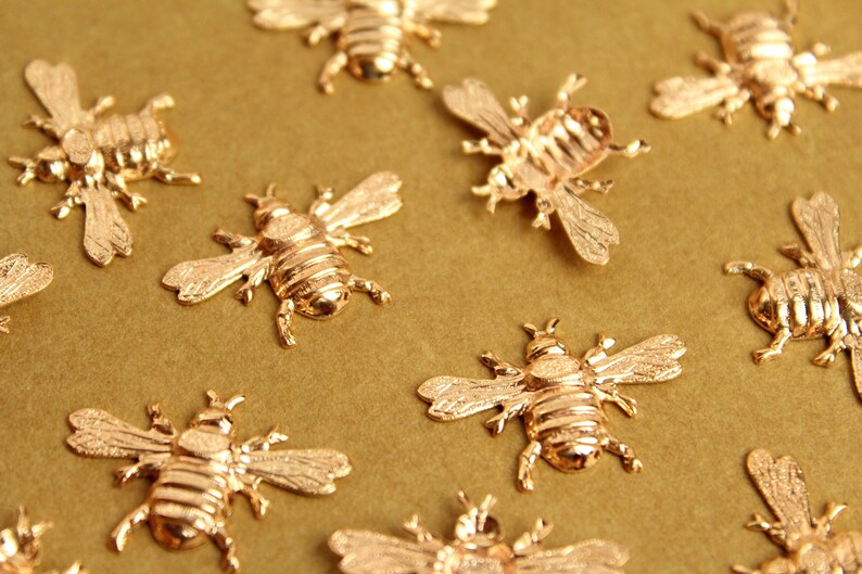 2 pc. Medium Rose Gold Plated Brass Queen Bees: 26mm by 16mm made in USA ROS-178 image 2