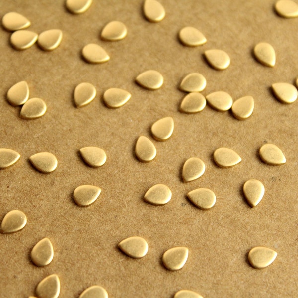 14 pc. Tiny Raw Brass Teardrops: 3.5mm by 5mm - made in USA | RB-378