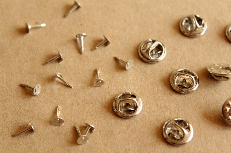 25 Silver Tie Pin Findings Lapel Pin Brooches 5mm pad Etsy
