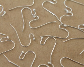 50 pc. Silver Plated Ball End Earwires 22mm long  | FI-065