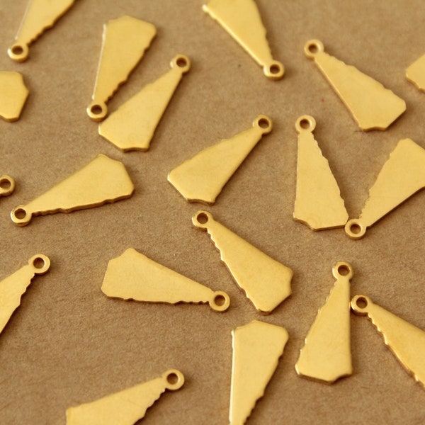 6 pc. Gold Plated Brass New Hampshire State Charms / Blanks: 7mm by 15mm - made in USA | GLD-206