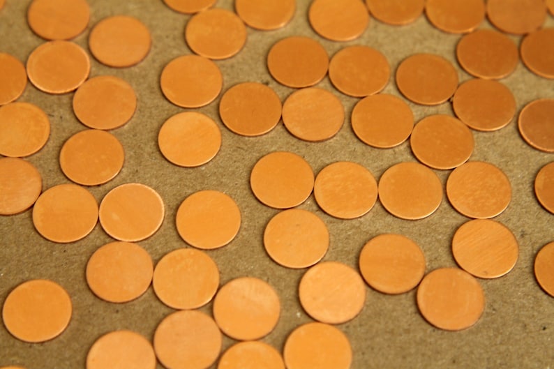 12 pc. Small Raw Copper Circles: 10 mm diameter made in USA RB-282 image 1