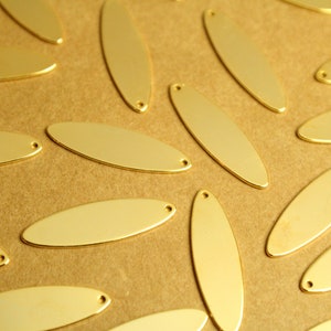 5 pc. 18K Gold Plated Brass Stretched Oval Charms, 27mm by 8mm | FI-127*