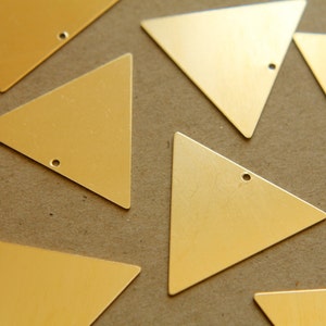 4 pc. Large Raw Brass Triangles - Top Center Hole: 32mm by 32mm - made in USA | RB-151