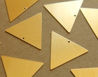 4 pc. Large Raw Brass Triangles - Top Center Hole: 32mm by 32mm - made in USA | RB-151