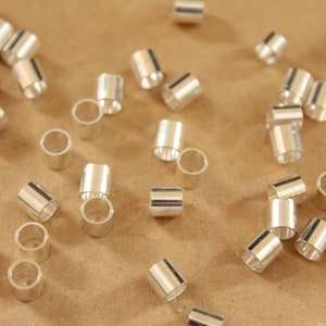 100 pc. Short Silver Tube Beads, 5mm long by 5mm wide FI-418 image 2