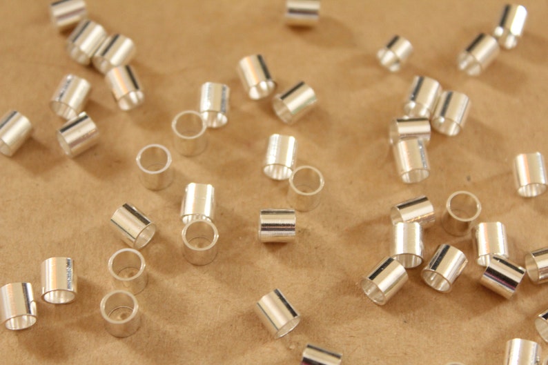 100 pc. Short Silver Tube Beads, 5mm long by 5mm wide FI-418 image 2