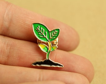 1 pc. Seedling Sprout Brooch Pin, 18mm x 23mm Plant Growth Garden Gardening Plant Lady Young Plant Soil Dirt Gardener Gift  | MIS-126*