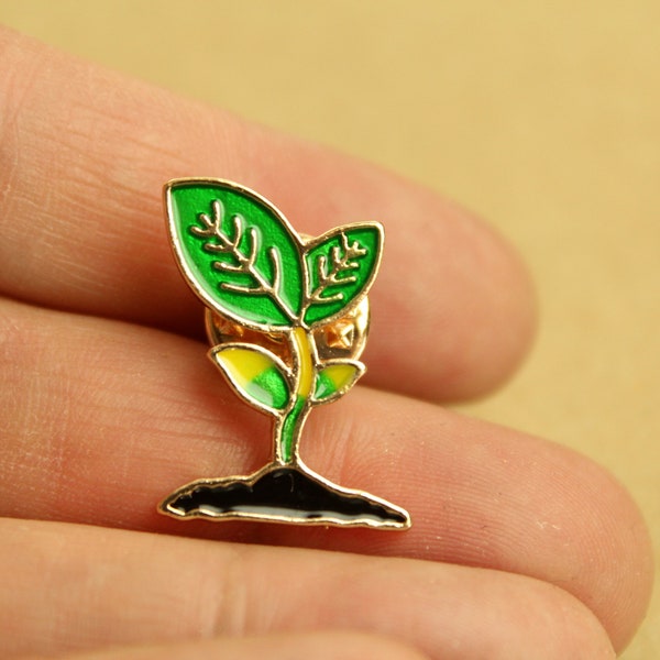 1 pc. Seedling Sprout Brooch Pin, 18mm x 23mm Plant Growth Garden Gardening Plant Lady Young Plant Soil Dirt Gardener Gift  | MIS-126*