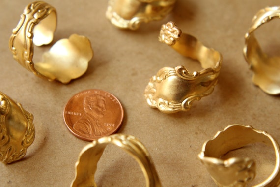 1 pc Raw Brass Adjustable Spoon Rings RB-559