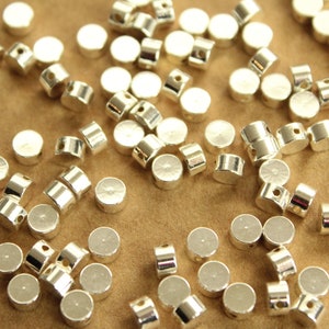 25 pc. Silver Plated Brass Circle Beads, 5mm in diameter, round flat disc coin side drilled | FI-539