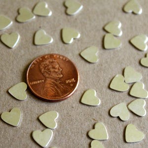 30 pc. Tiny Silver Plated Brass Heart: 7mm by 7mm made in USA SI-022 image 3