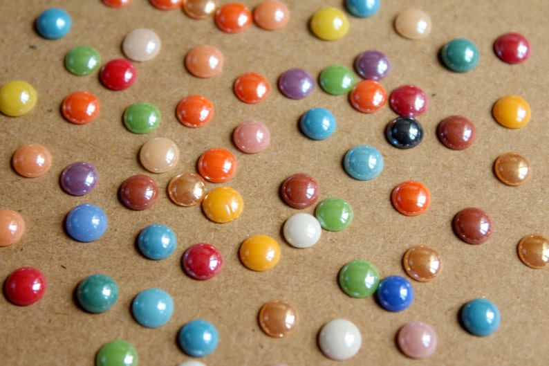 100 pc 5-6mm diameter Multi Colored Round Porcelain Cabochons MIS-079