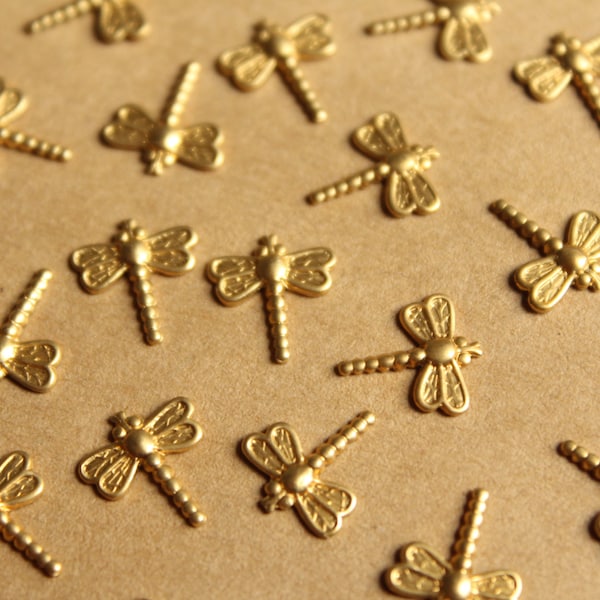 24 pc. Small Raw Brass Dragonfly Stampings: 9mm by 10mm - made in USA | RB-802