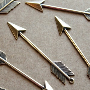 1 pc. Long Antique Brass Plated Arrow Charms: 62mm by 10mm - made in USA | AB-153
