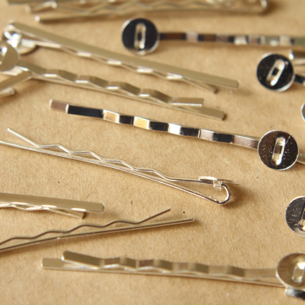 20 pc. Bright Silver Bobby Pins, 8mm pad | FI-177