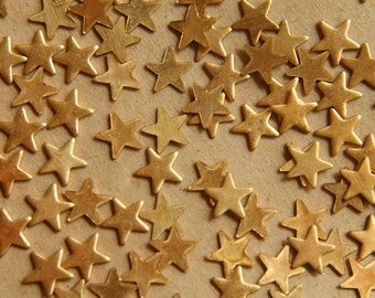 16 pc. Small Raw Brass Stars: 7.5mm by 7.5mm - made in USA | RB-512
