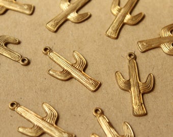 1 st. Raw Brass Cactus Charms, 29 mm bij 16 mm - gemaakt in de VS | RB-1062