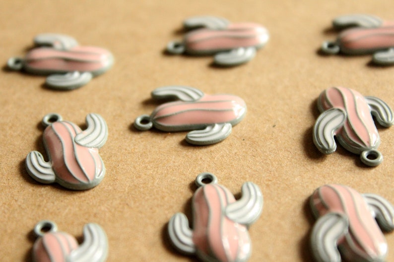 20mm x 16mm Enameled Cactus Charms MIS-194 5 pc