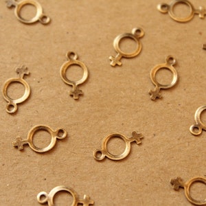 24 pc. Tiny Antique Brass Plated Female Symbol Charms: 12mm by 6.5mm - made in USA | AB-014