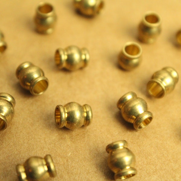 20 pc. Raw Brass Barrel Beads, 7mm by 5.5mm | FI-092*