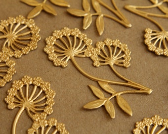 1 pc. Large Raw Brass Dandelion Stamping: 50mm by 35mm - made in USA | RB-196