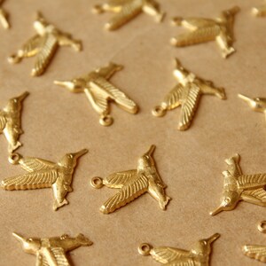 14 pc. Raw Brass Hummingbird Charms: 19mm by 16mm made in USA RB-746 image 4