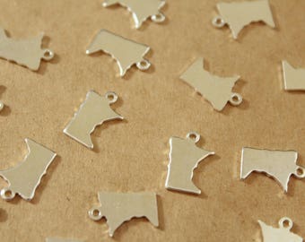 6 pc. Silver Plated Brass Minnesota State Charms / Blanks: 9mm by 12mm - made in USA | SI-169