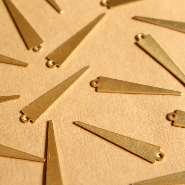 10 pc. Raw Brass Spike Charms with One Hole: 32.5mm by 6.5mm - made in USA | RB-1122