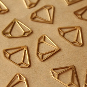 8 pc. Raw Brass Diamond Outline Charms: 22mm by 17mm made in USA RB-757 image 2