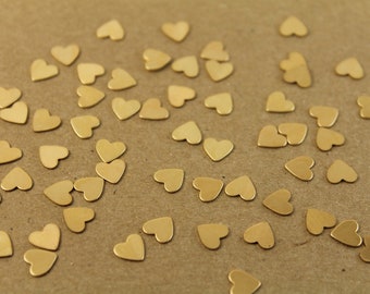 40 pc. Tiny Raw Brass Heart: 7mm by 7mm - made in USA * Also available in 120 piece * | RB-002