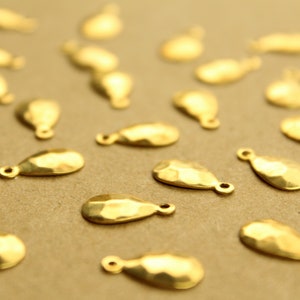 12 pc. Raw Brass Hammered Teardrops: 13mm by 7mm made in USA RB-1366 image 3