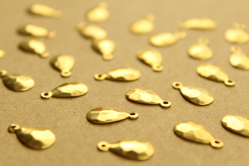 12 pc. Raw Brass Hammered Teardrops: 13mm by 7mm made in USA RB-1366 image 3