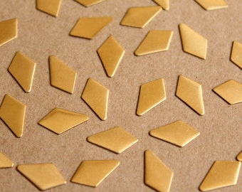 16 pc. Small Raw Brass Dropped Diamond Stampings: 13.5mm by 7mm - made in USA | RB-909