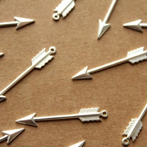 3 pc. Medium Silver Plated Brass Arrows: 33mm by 5mm - made in USA | SI-276