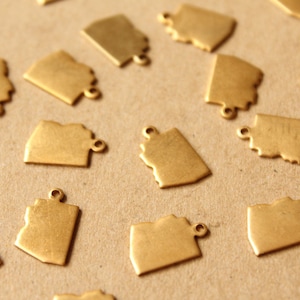 8 pc. Raw Brass Arizona State Charms / Blanks: 9mm by 13mm - made in USA | RB-983