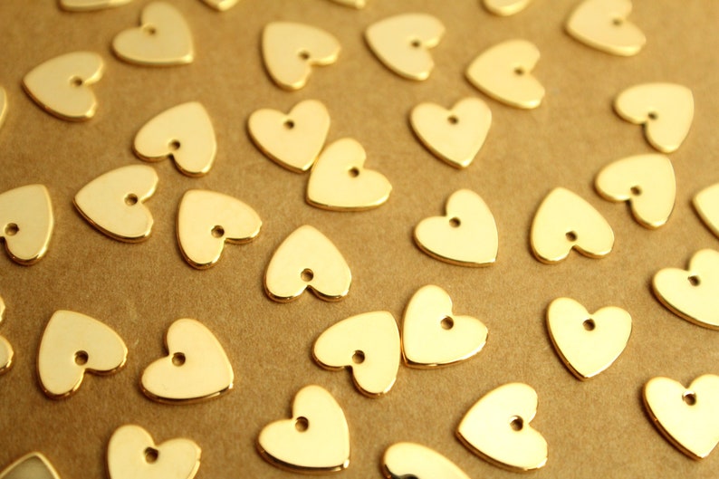 10 pc. Gold Plated Heart Charms, 8mm by 8mm FI-583 image 1