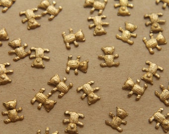 10 pc. Tiny Raw Brass Teddy Bear: 8mm by 8mm - made in USA | RB-333