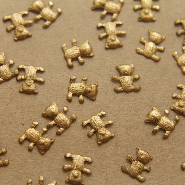 10 pc. Tiny Raw Brass Teddy Bear: 8mm by 8mm - made in USA | RB-333
