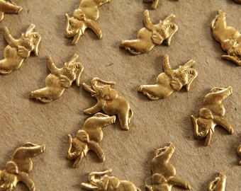 12 pc. Tiny Raw Brass Elephants: 11mm by 8mm - made in USA | RB-044