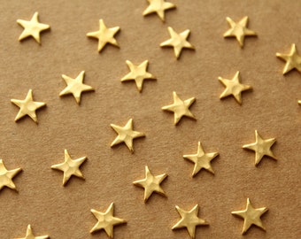 10 pc. Gold Plated Brass Hammered Stars: 7mm by 7mm - made in USA | GLD-015