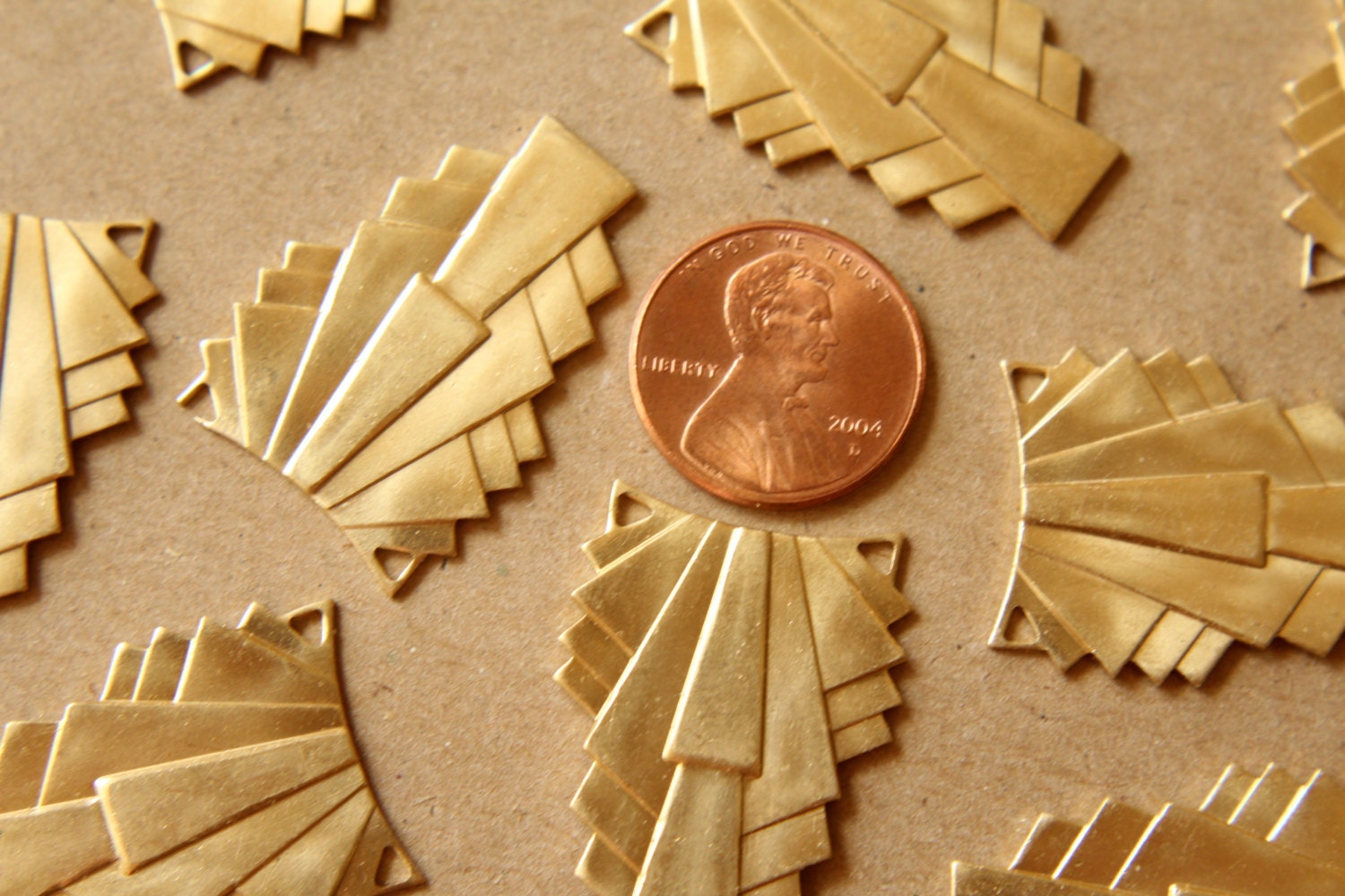 1 Pc. Raw Brass Layered Geometric Connectors: 31mm by 22mm - Made in ...