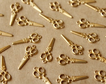 16 pc. Raw Brass Scissors Charms, 20mm by 8mm - made in USA | RB-718