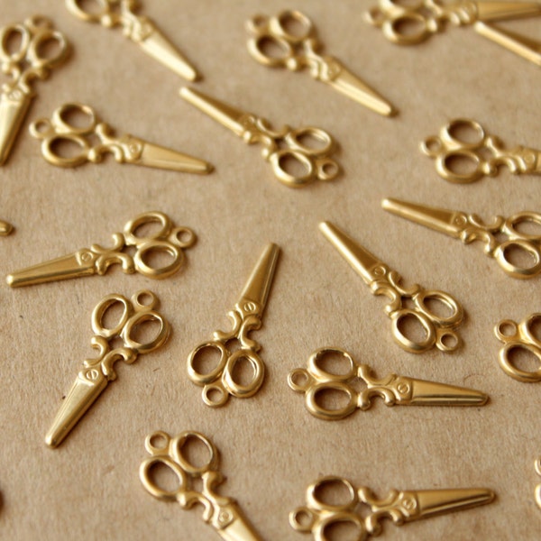 16 pc. Raw Brass Scissors Charms, 20mm by 8mm - made in USA | RB-718