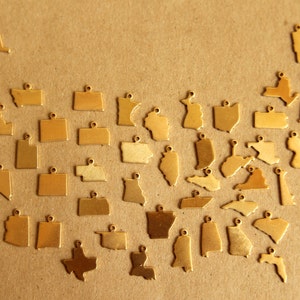 6 pc. Gold Plated Brass New Jersey State Charms / Blanks: 7.5mm by 14mm made in USA GLD-228 image 4