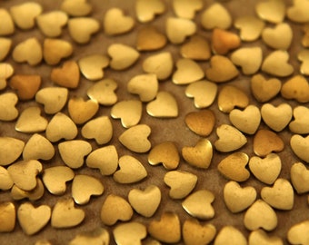 30 pc. Tiny Raw Brass Puffed Hearts: 4mm by 4mm - made in USA | RB-043