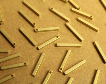 15 pc. Raw Brass 3D Bar Charms: 15mm by 2mm | MIS-337